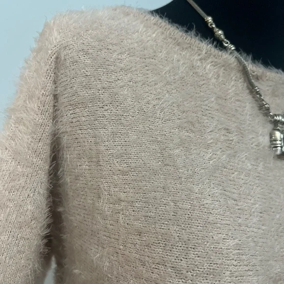 Nine West Fuzzy pink Crew Neck Sweater - Picture 3 of 4